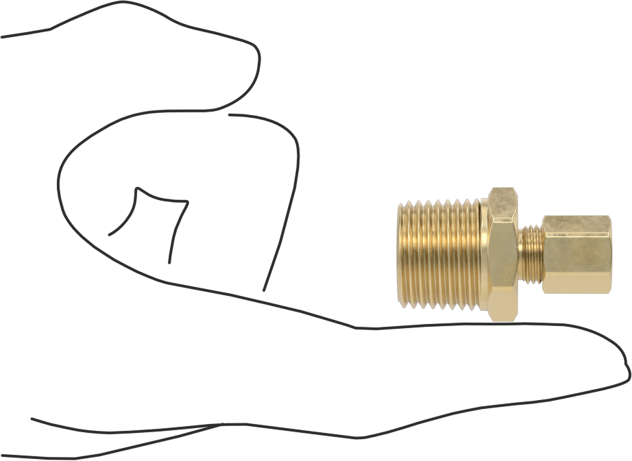 Bakır Boru için Sıkıştırma Bağlantı Elemanı, 1/4" Boru Dış Çapı x 1/2 NPTF Erkek için Düz Adaptör