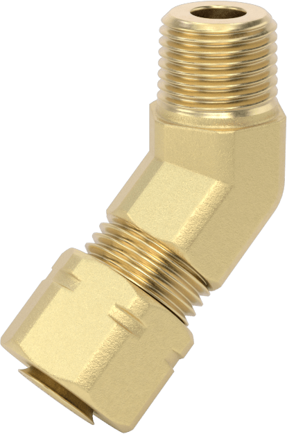 Bakır Boru için Sıkıştırma Bağlantı Elemanı, 1/4" Dış Çaplı Boru x 1/8 NPTF Erkek için 45 Derece Adaptör