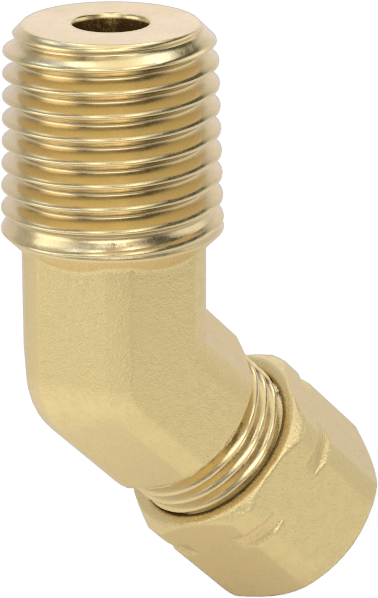 Bakır Boru için Sıkıştırma Bağlantı Elemanı, 1/4" Dış Çaplı Boru x 1/4 NPTF Erkek için 45 Derece Adaptör