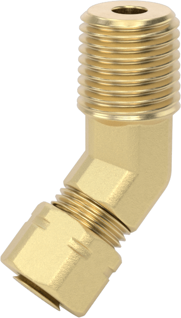 Bakır Boru için Sıkıştırma Bağlantı Elemanı, 1/4" Dış Çaplı Boru x 1/4 NPTF Erkek için 45 Derece Adaptör