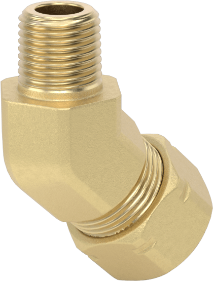 Bakır Boru için Sıkıştırma Bağlantı Elemanı, 3/8" Dış Çaplı Boru x 1/8 NPTF Erkek için 45 Derece Adaptör
