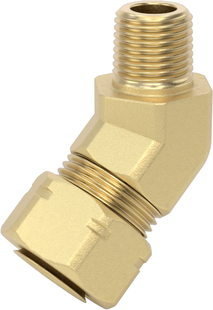 Bakır Boru için Sıkıştırma Bağlantı Elemanı, 3/8" Dış Çaplı Boru x 1/8 NPTF Erkek için 45 Derece Adaptör
