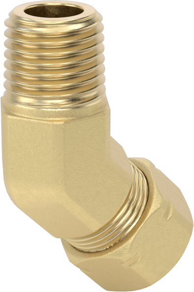 Bakır Boru için Sıkıştırma Bağlantı Elemanı, 3/8 inç Dış Çap x 1/4 NPTF Erkek için 45 Derece Adaptör