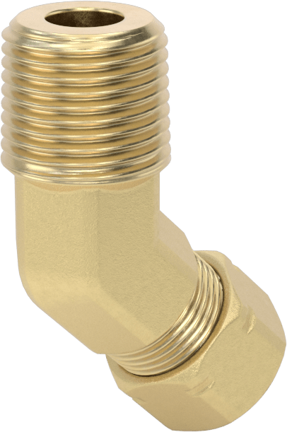 Bakır Boru için Sıkıştırma Bağlantı Elemanı, 3/8" Dış Çaplı Boru x 3/8 NPTF Erkek için 45 Derece Adaptör