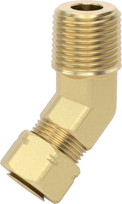Bakır Boru için Sıkıştırma Bağlantı Elemanı, 3/8" Dış Çaplı Boru x 3/8 NPTF Erkek için 45 Derece Adaptör