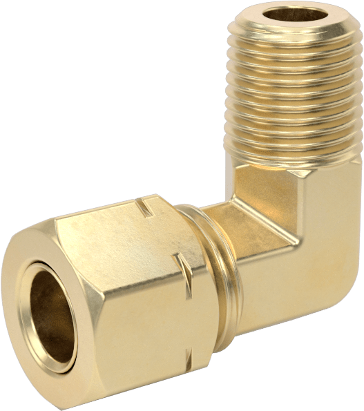 Bakır Boru için Sıkıştırma Bağlantı Elemanı, 1/4" Dış Çaplı Boru x 1/8 NPTF Erkek için 90 Derece Dirsek