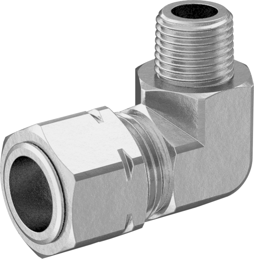 Bakır Boru için Sıkıştırma Bağlantı Elemanı, 3/8" Dış Çaplı Boru x 1/8 NPTF Erkek için 90 Derece Dirsek