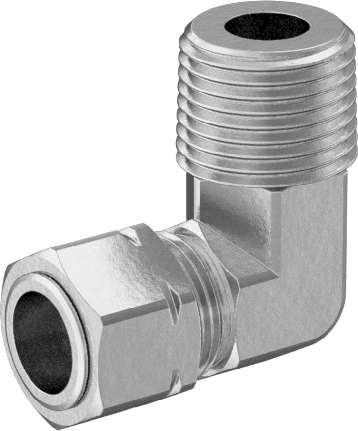 Bakır Boru için Sıkıştırma Bağlantı Elemanı, 3/8" Dış Çaplı Boru x 3/8 NPTF Erkek için 90 Derece Dirsek