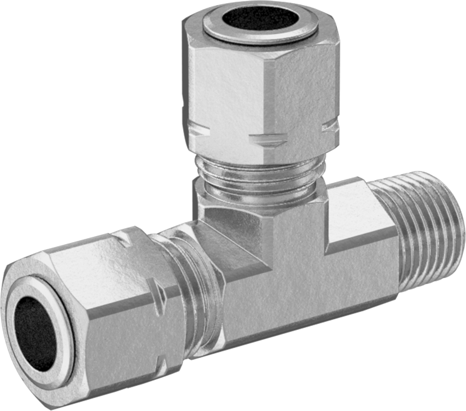 Bakır Boru için Sıkıştırma Bağlantı Elemanı, 1/4" Dış Çaplı Boru x 1/8 NPTF Erkek için Dik Açı T