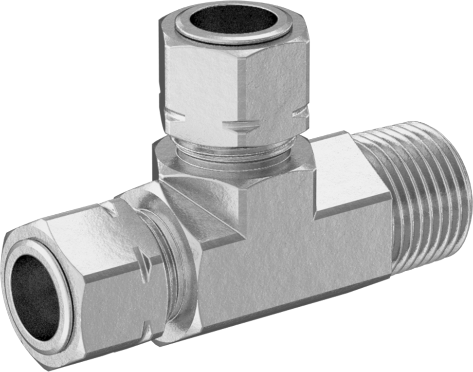 Bakır Boru için Sıkıştırma Bağlantı Elemanı, 3/8" Boru Dış Çap x 3/8 NPTF Erkek için Dik Açı T