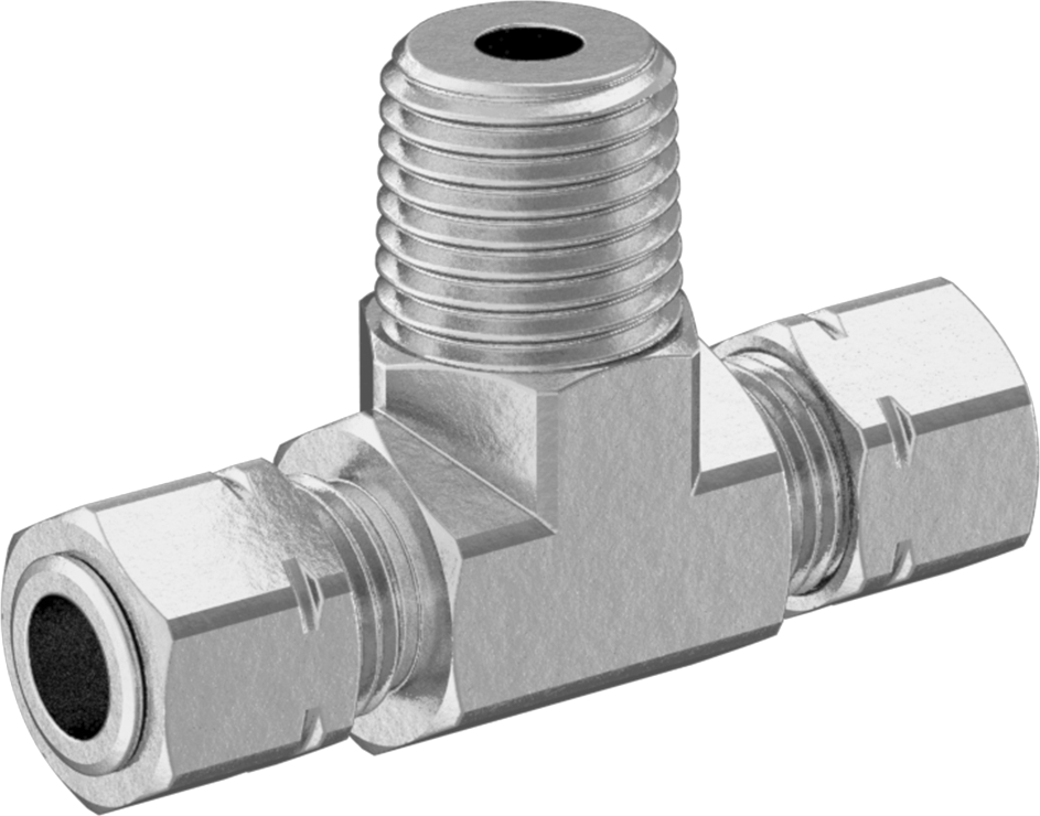 Bakır Boru için Sıkıştırma Bağlantı Elemanı, 1/4" Boru Dış Çapı x 1/4 NPTF Erkek için Hat Üstü T