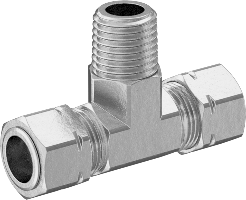 Bakır Boru için Sıkıştırma Bağlantı Elemanı, 3/8" Dış Çaplı Boru x 1/4 NPTF Erkek için Hat Üstü T