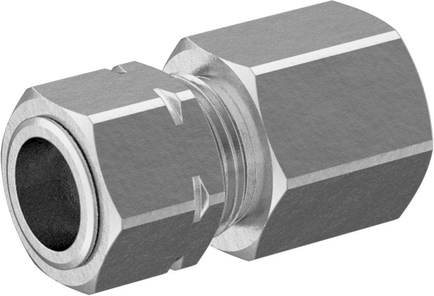 Bakır Boru için Sıkıştırma Bağlantı Elemanı, 3/8" Boru Dış Çapı x 1/4 NPTF Dişi için Düz Adaptör