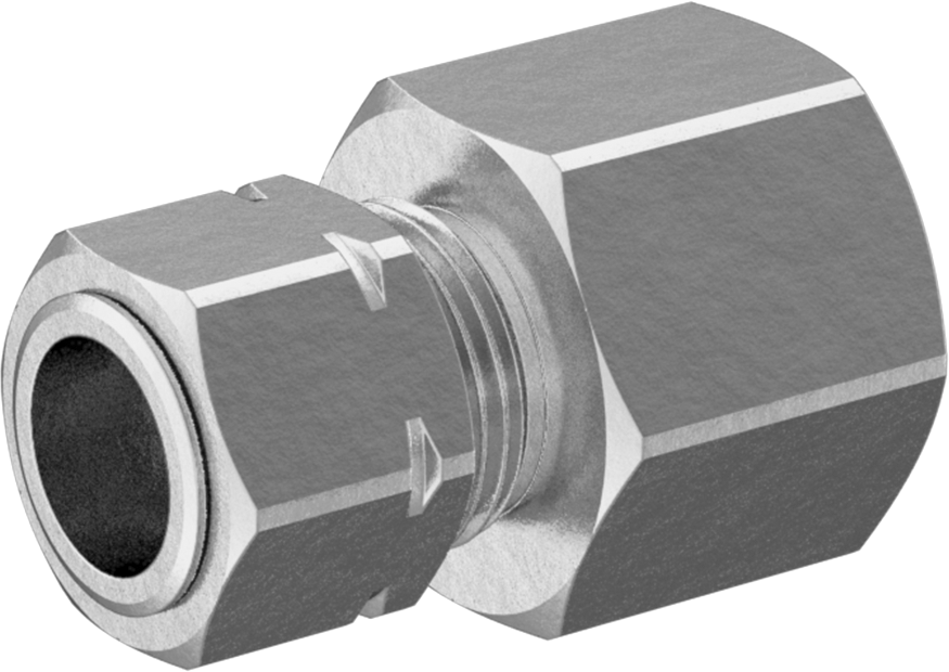Bakır Boru için Sıkıştırma Bağlantı Elemanı, 3/8" Boru Dış Çapı x 3/8 NPTF Dişi için Düz Adaptör