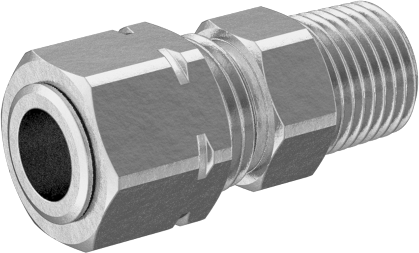 Bakır Boru için Sıkıştırma Bağlantı Elemanı, 1/4" Boru Dış Çapı x 1/8 NPTF Erkek için Düz Adaptör