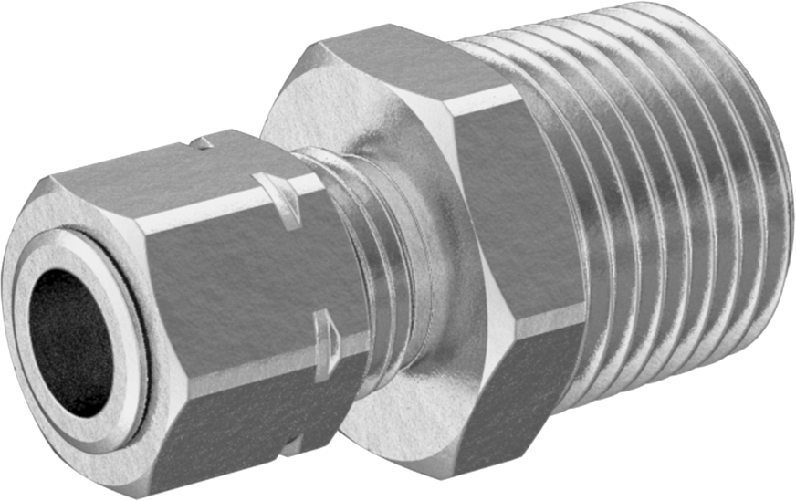 Bakır Boru için Sıkıştırma Bağlantı Elemanı, 1/4" Boru Dış Çapı x 3/8 NPTF Erkek için Düz Adaptör