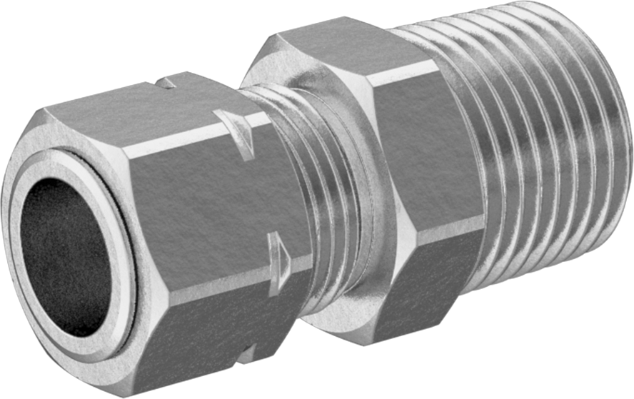 Bakır Boru için Sıkıştırma Bağlantı Elemanı, 3/8" Boru Dış Çapı x 3/8 NPTF Erkek için Düz Adaptör