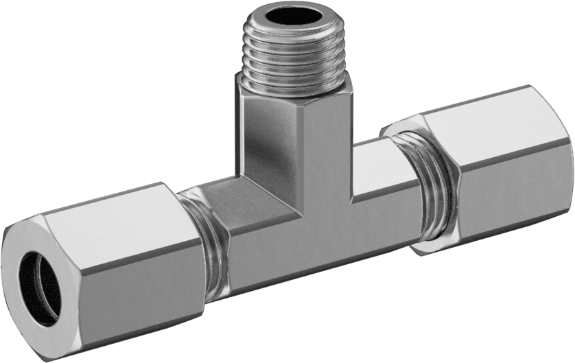 Çelik Boru için Sıkıştırma Bağlantı Elemanı, 3/8" Dış Çaplı Boru x 1/4 NPTF Erkek için Hat Üstü T Adaptörü