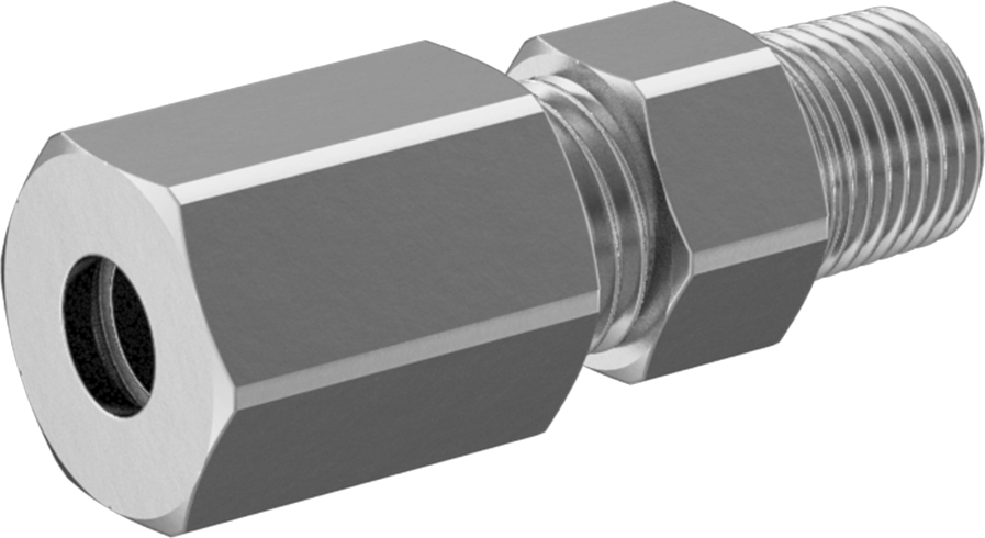 Çelik Boru için Sıkıştırma Bağlantı Elemanı, 1/4" Boru Dış Çapı x 1/8 NPTF Erkek için Düz Adaptör