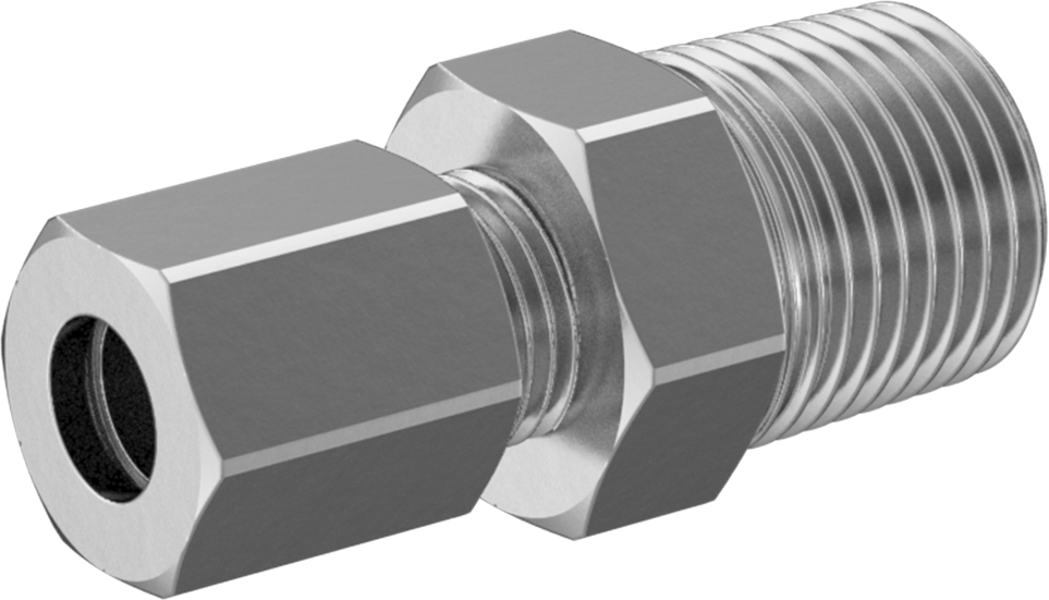 Çelik Boru için Sıkıştırma Bağlantı Elemanı, 3/8" Boru Dış Çapı x 1/2 NPTF Erkek için Düz Adaptör