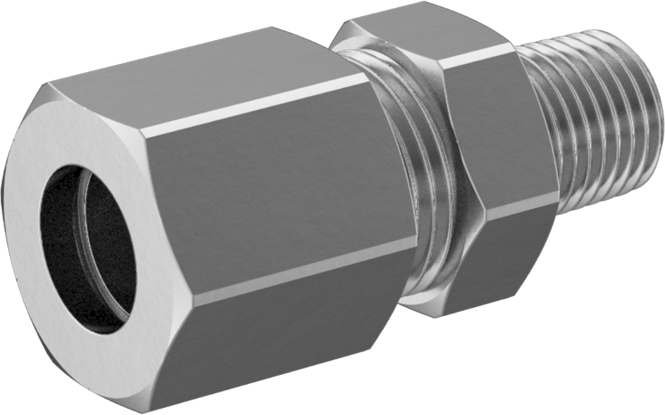 Çelik Boru için Sıkıştırma Bağlantı Elemanı, 1/2" Boru Dış Çapı x 1/4 NPTF Erkek için Düz Adaptör