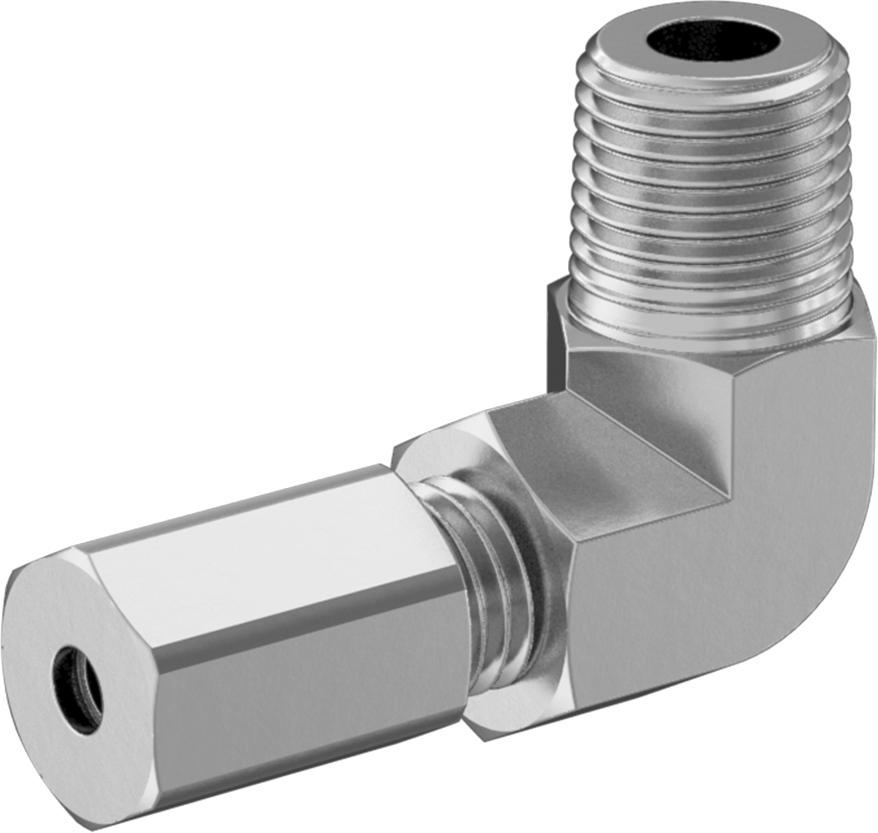 Çelik Boru için Sıkıştırma Bağlantı Elemanı, 1/8" Dış Çaplı Boru x 1/8 NPTF Erkek için 90 Derece Dirsek