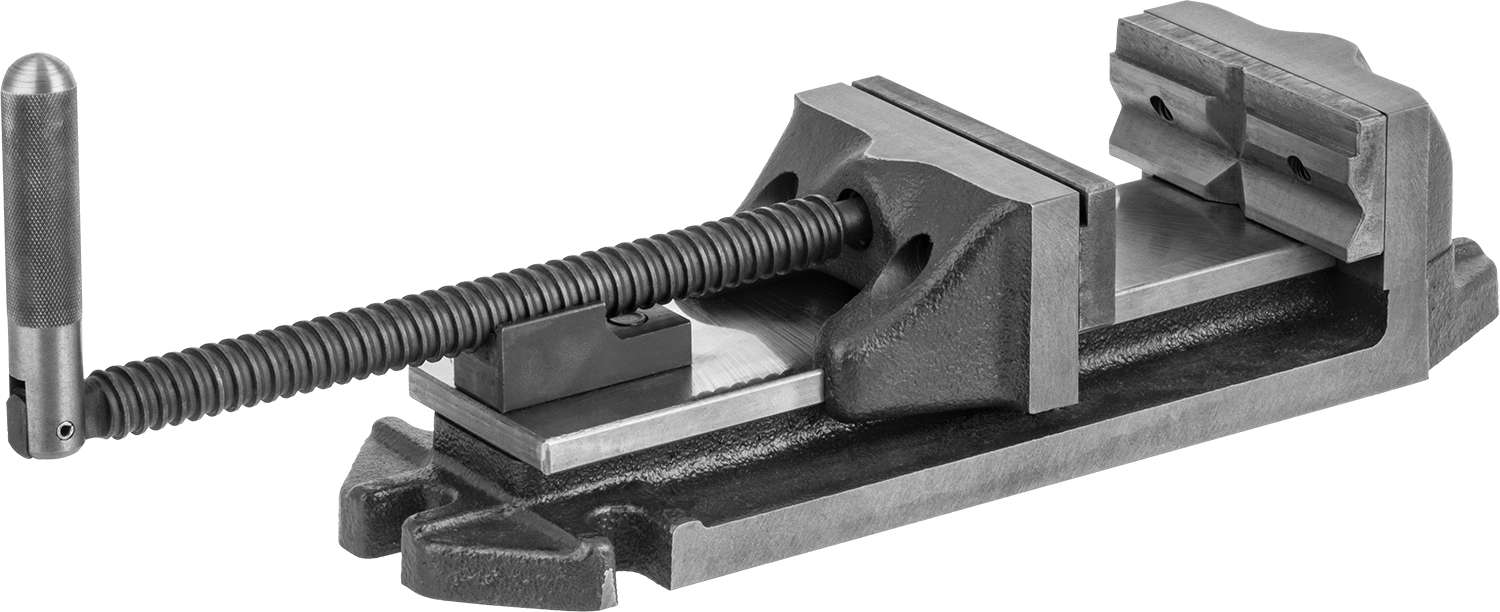 Hızlı Sıkıştırmalı Matkap Pres Mengene, Sabit Taban, Vidalı Çene Kilidi, 4“ Genişliğinde x 1-1/2” Yüksekliğinde Çeneler