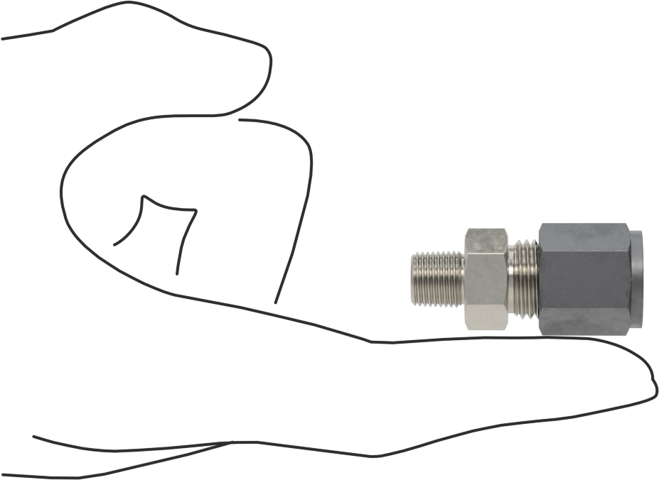 Paslanmaz Çelik Boru için Sıkıştırma Bağlantı Elemanı, 3/8" Boru Dış Çapı x 1/8 NPT Erkek için Düz Adaptör