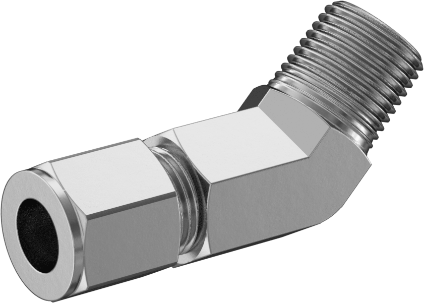 Paslanmaz Çelik Boru için Sıkıştırma Bağlantı Elemanı, 1/2" Dış Çaplı Boru x 1/2 NPT Erkek için 45 Derece Dirsek