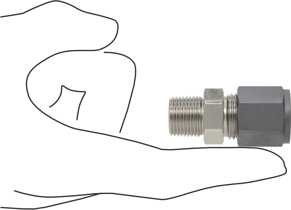 Paslanmaz Çelik Boru için Sıkıştırma Bağlantı Elemanı, 1/2" Dış Çaplı Boru x 3/8 NPT Erkek için Düz Adaptör