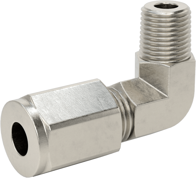 Paslanmaz Çelik Boru için Sıkıştırma Bağlantı Elemanı, 1/4" Boru x 1/8 NPT Erkek için 90 Derece Dirsek Adaptörü