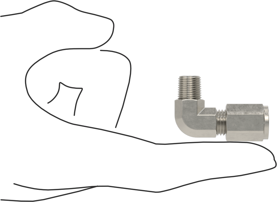 Paslanmaz Çelik Boru için Sıkıştırma Bağlantı Elemanı, 1/4" Boru x 1/8 NPT Erkek için 90 Derece Dirsek Adaptörü