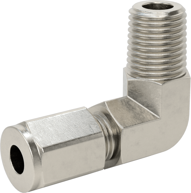 Paslanmaz Çelik Boru için Sıkıştırma Bağlantı Elemanı, 1/4" Boru x 1/4 NPT Erkek için 90 Derece Dirsek Adaptörü