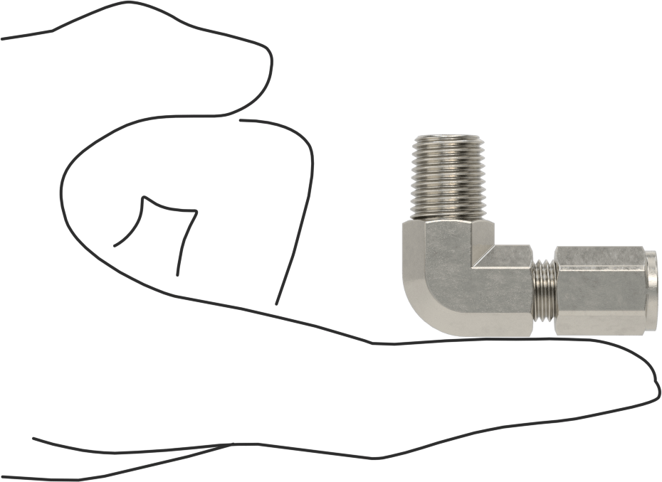 Paslanmaz Çelik Boru için Sıkıştırma Bağlantı Elemanı, 1/4" Boru x 1/4 NPT Erkek için 90 Derece Dirsek Adaptörü