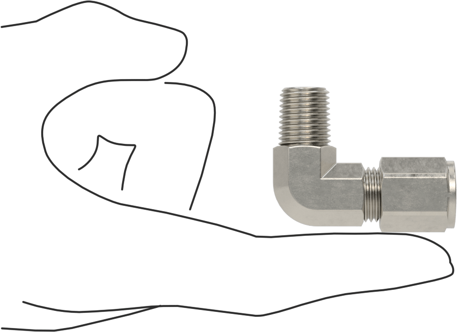 Paslanmaz Çelik Boru için Sıkıştırma Bağlantı Elemanı, 3/8" Boru x 1/4 NPT Erkek için 90 Derece Dirsek Adaptörü