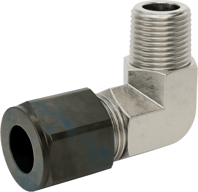 Paslanmaz Çelik Boru için Sıkıştırma Bağlantı Elemanı, 1/2" Boru x 3/8 NPT Erkek için 90 Derece Dirsek Adaptörü