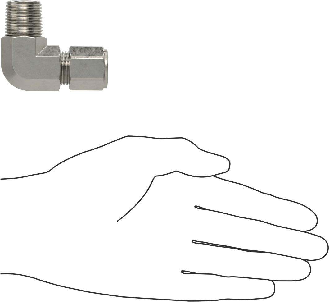 Paslanmaz Çelik Boru için Sıkıştırma Bağlantı Elemanı, 1/2" Boru x 1/2 NPT Erkek için 90 Derece Dirsek Adaptörü