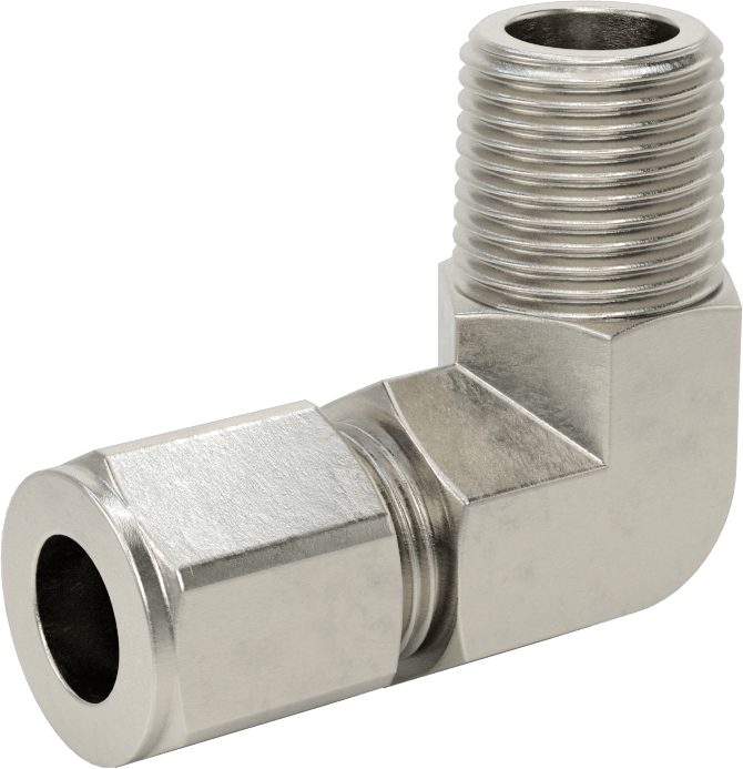 Paslanmaz Çelik Boru için Sıkıştırma Bağlantı Elemanı, 1/2" Boru x 1/2 NPT Erkek için 90 Derece Dirsek Adaptörü