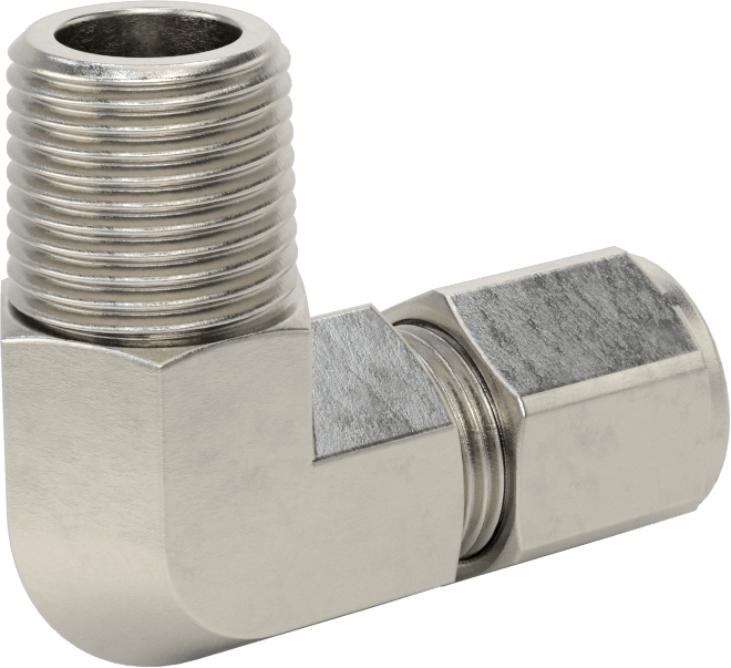 Paslanmaz Çelik Boru için Sıkıştırma Bağlantı Elemanı, 1/2" Boru x 1/2 NPT Erkek için 90 Derece Dirsek Adaptörü