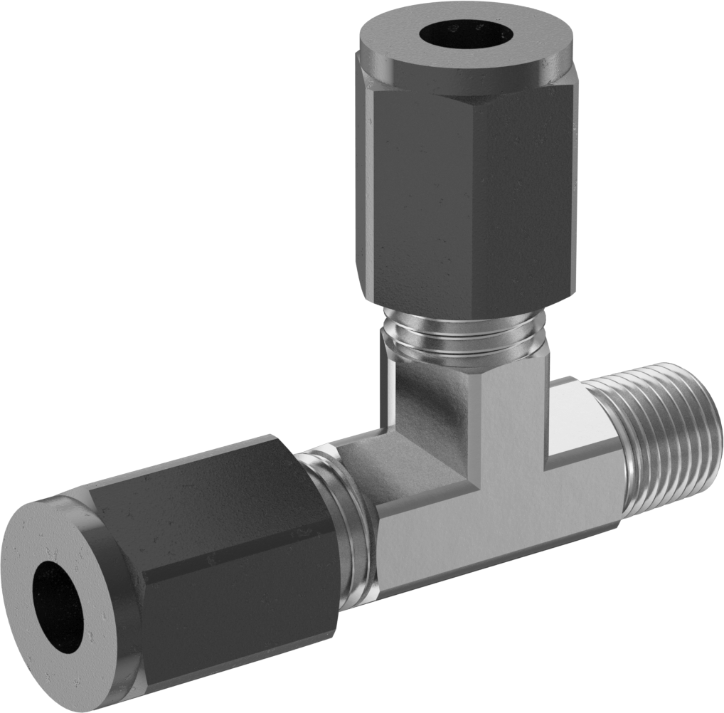 Paslanmaz Çelik Boru için Sıkıştırma Bağlantı Elemanı, 1/4" Boru x 1/8 NPT Erkek için Dik Açı T