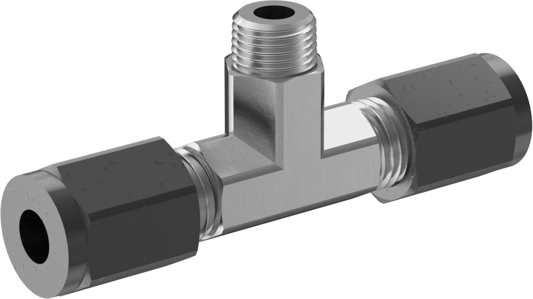 Paslanmaz Çelik Boru için Sıkıştırma Bağlantı Elemanı, 1/4" Dış Çaplı Boru x 1/8 NPT Erkek için Hat Üstü T Adaptörü