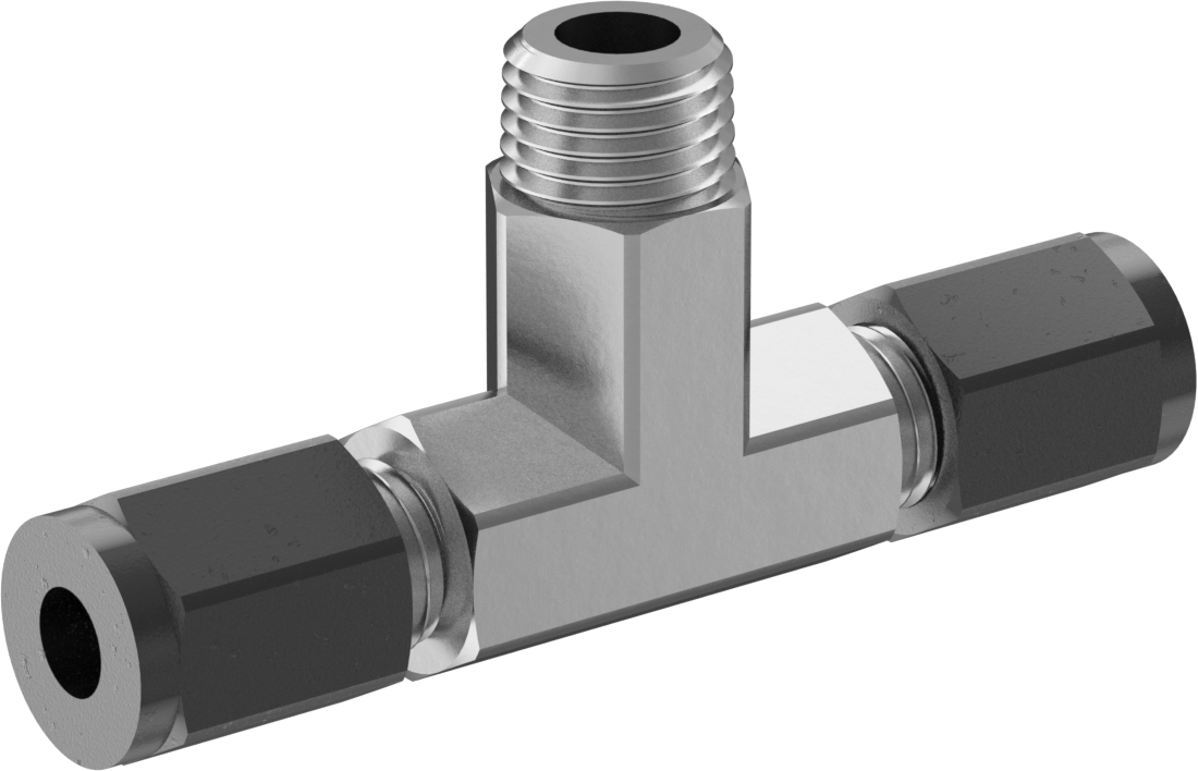 Paslanmaz Çelik Boru için Sıkıştırma Bağlantı Elemanı, 1/4" Dış Çaplı Boru x 1/4 NPT Erkek için Hat Üstü T Adaptörü