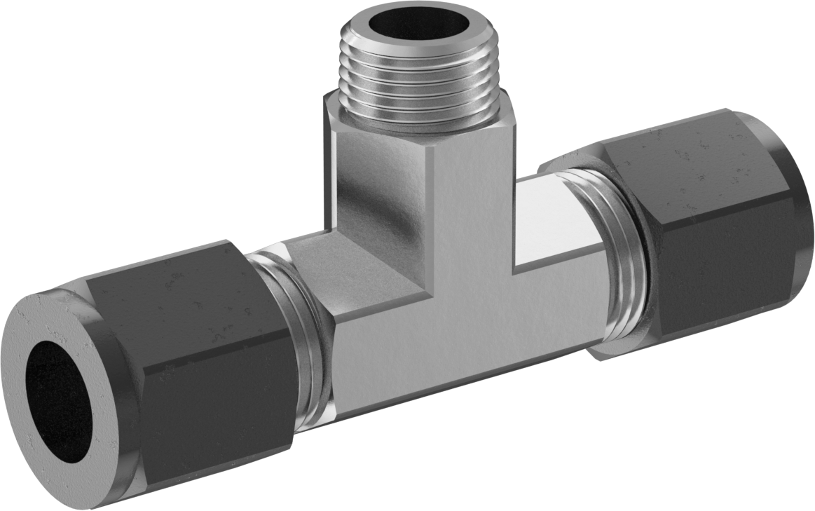 Paslanmaz Çelik Boru için Sıkıştırma Bağlantı Elemanı, 1/2" Dış Çaplı Boru x 3/8 NPT Erkek için Hat Üstü T Adaptörü