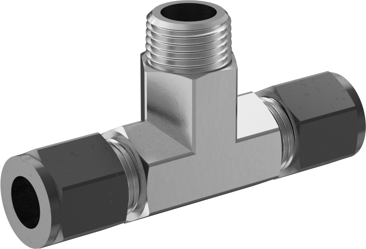 Paslanmaz Çelik Boru için Sıkıştırma Bağlantı Elemanı, 1/2" Dış Çaplı Boru x 1/2 NPT Erkek için Hat Üstü T Adaptörü