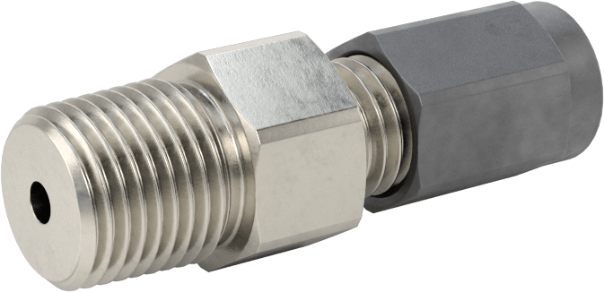 Paslanmaz Çelik Boru için Sıkıştırma Bağlantı Elemanı, 1/8" Boru Dış Çapı x 1/8 NPT Erkek için Düz Adaptör