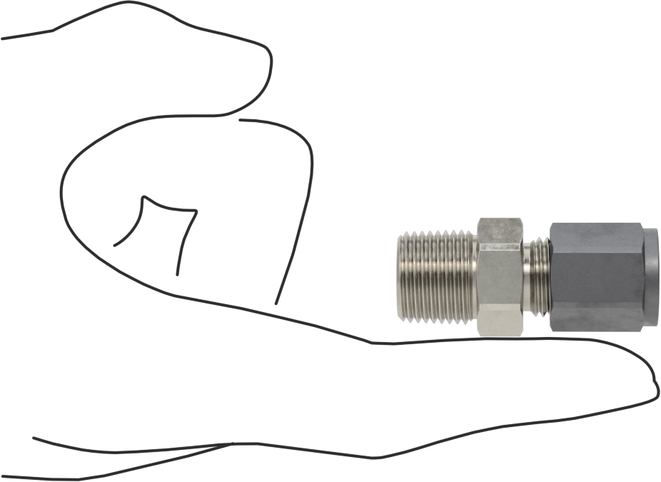 Paslanmaz Çelik Boru için Sıkıştırma Bağlantı Elemanı, 3/8" Boru Dış Çapı x 3/8 NPT Erkek için Düz Adaptör