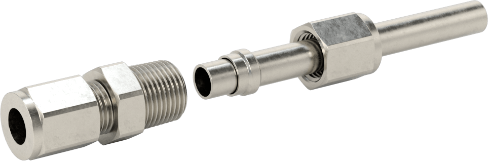 Paslanmaz Çelik Boru için Sıkıştırma Bağlantı Elemanı, 3/8" Boru Dış Çapı x 3/8 NPT Erkek için Düz Adaptör