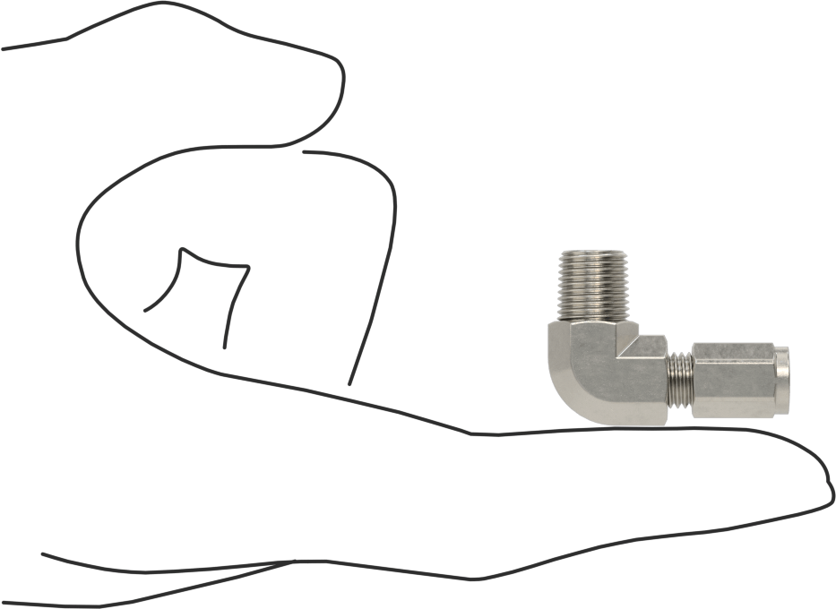 Paslanmaz Çelik Boru için Sıkıştırma Bağlantı Elemanı, 1/8" Boru x 1/8 NPT Erkek için 90 Derece Dirsek Adaptörü