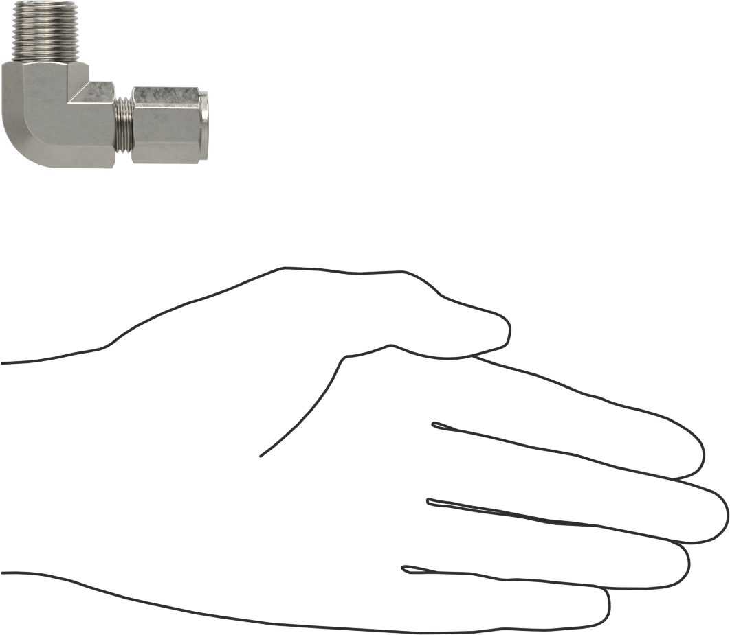 Paslanmaz Çelik Boru için Sıkıştırma Bağlantı Elemanı, 3/8" Boru x 3/8 NPT Erkek için 90 Derece Dirsek Adaptörü