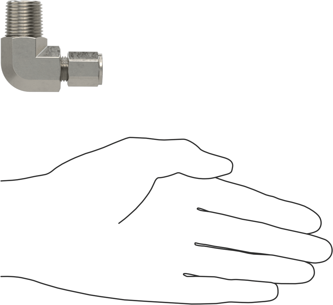 Paslanmaz Çelik Boru için Sıkıştırma Bağlantı Elemanı, 3/8" Boru x 1/2 NPT Erkek için 90 Derece Dirsek Adaptörü